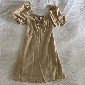 Japna Tan Puff Sleeve Dress